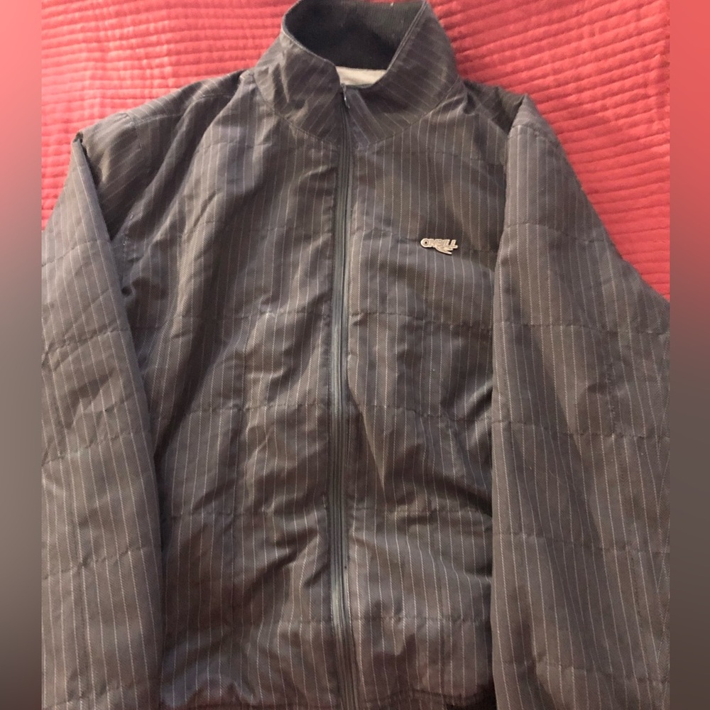 O’Neill Jacket Full Zip Black with Gray Pinstripes